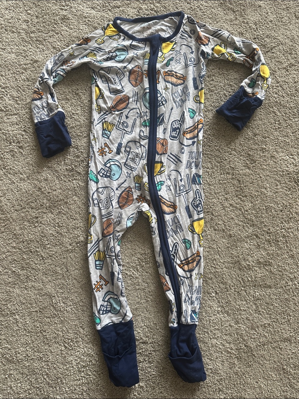 Kids Football-Print One-Piece Pajama